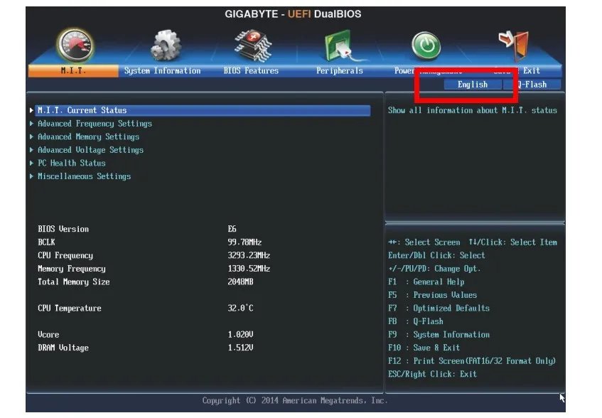 技嘉g1.sniper b6主板 怎样设置中文