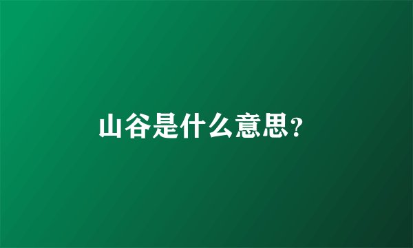 山谷是什么意思？