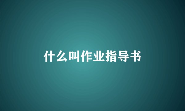 什么叫作业指导书