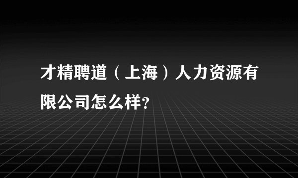 才精聘道（上海）人力资源有限公司怎么样？