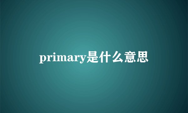 primary是什么意思