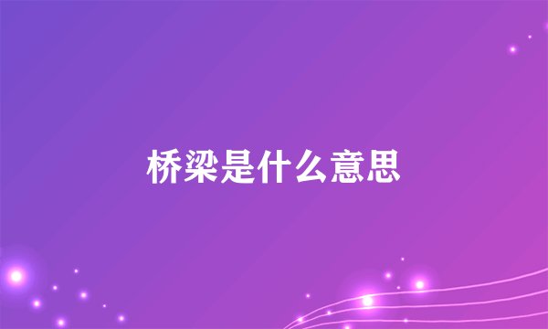 桥梁是什么意思