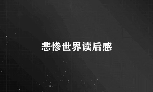 悲惨世界读后感