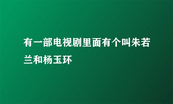 有一部电视剧里面有个叫朱若兰和杨玉环