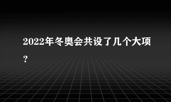 2022年冬奥会共设了几个大项？