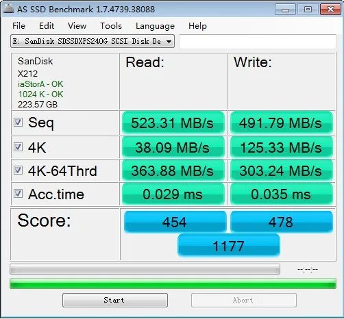 固态硬盘 as ssd benchmark多少分正常