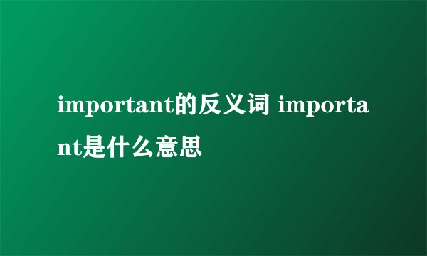 important的反义词 important是什么意思