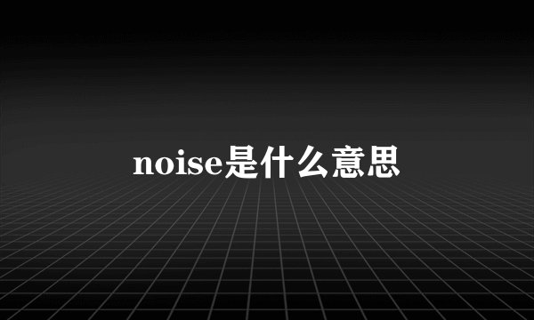 noise是什么意思