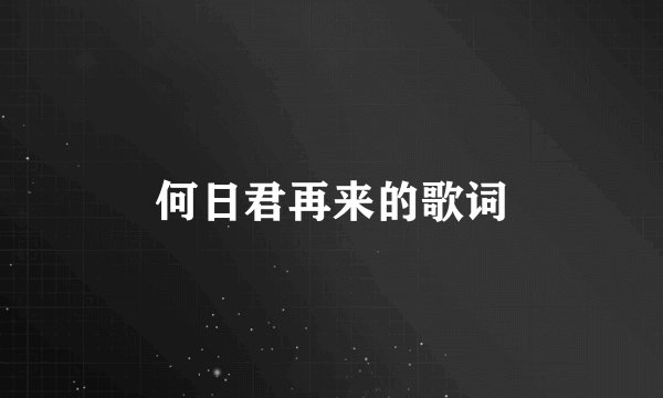 何日君再来的歌词