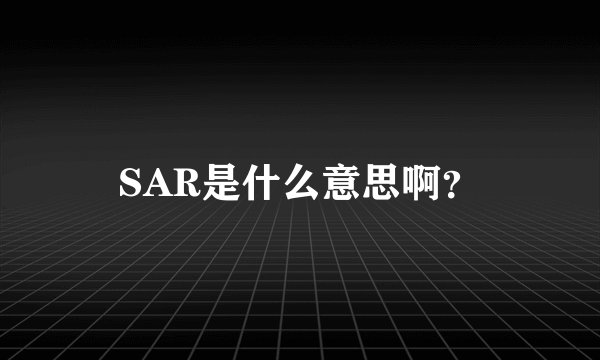 SAR是什么意思啊？