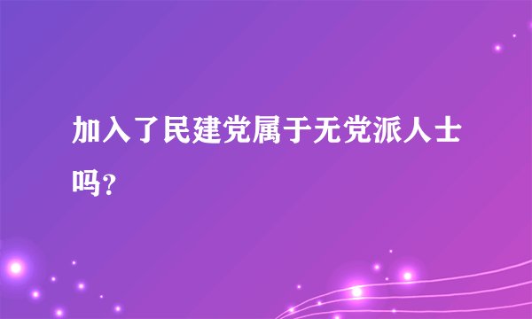 加入了民建党属于无党派人士吗？