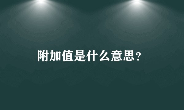 附加值是什么意思?