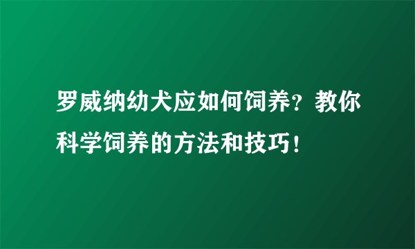 罗威纳幼犬应如何饲养？教你科学饲养的方法和技巧！