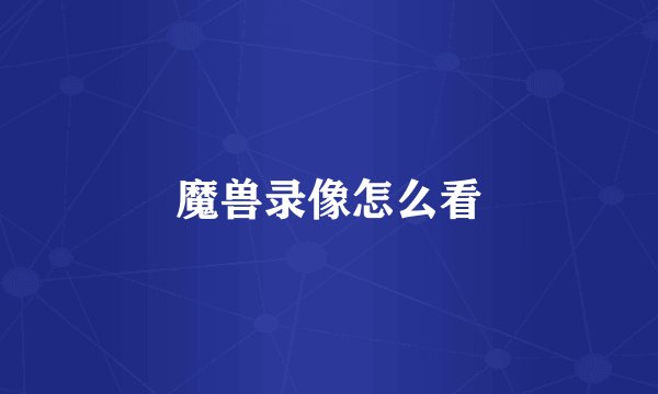 魔兽录像怎么看