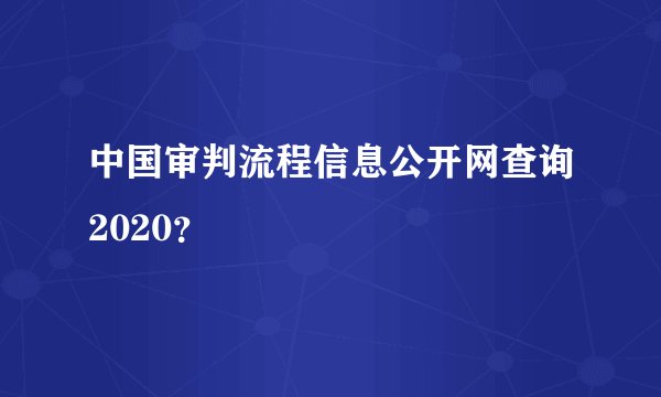 中国审判流程信息公开网查询2020？