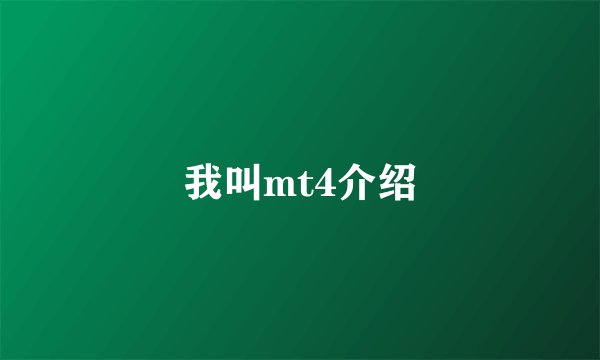 我叫mt4介绍