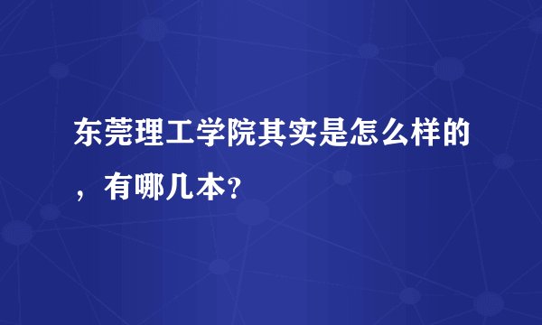 东莞理工学院其实是怎么样的，有哪几本？