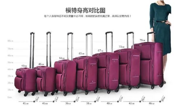 行李箱尺寸对照表