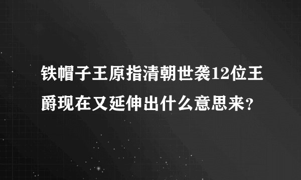 铁帽子王原指清朝世袭12位王爵现在又延伸出什么意思来？
