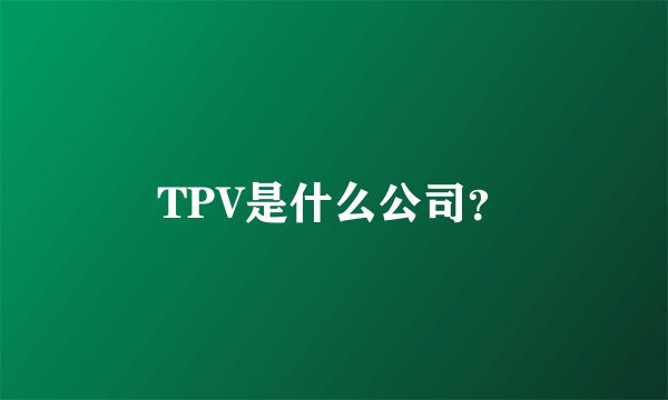 TPV是什么公司？