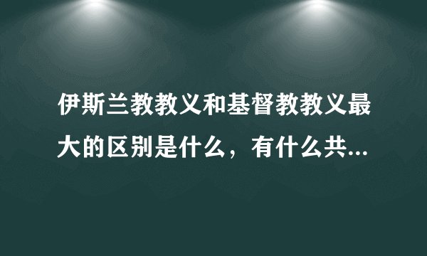 伊斯兰教教义和基督教教义最大的区别是什么，有什么共同点，和不同点,请有关宗教人士给予回答，谢谢了。