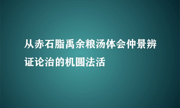 从赤石脂禹余粮汤体会仲景辨证论治的机圆法活