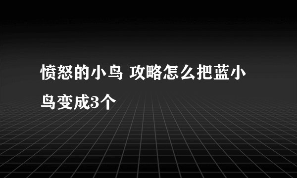 愤怒的小鸟 攻略怎么把蓝小鸟变成3个