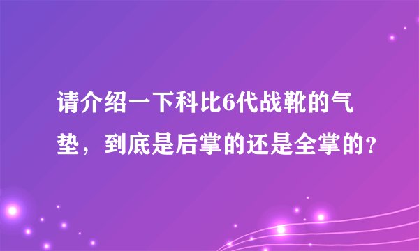 请介绍一下科比6代战靴的气垫，到底是后掌的还是全掌的？