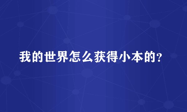 我的世界怎么获得小本的？