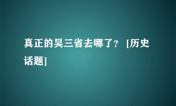 真正的吴三省去哪了？ [历史话题]