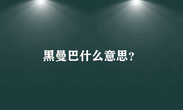 黑曼巴什么意思？