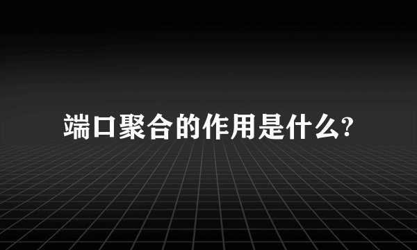端口聚合的作用是什么?