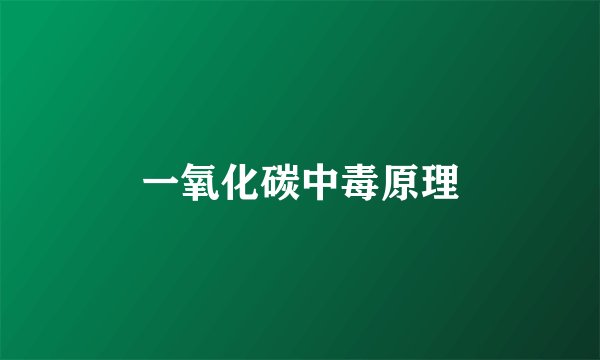 一氧化碳中毒原理