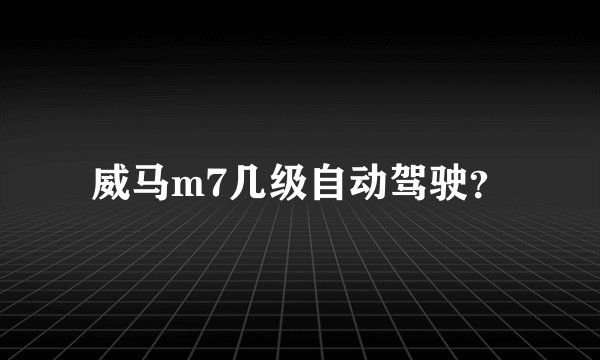 威马m7几级自动驾驶？