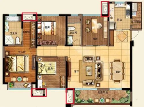 看户型图哪些墙可以拆