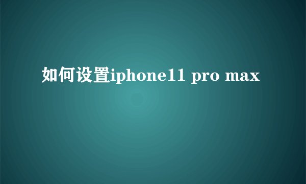 如何设置iphone11 pro max