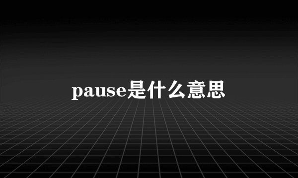 pause是什么意思