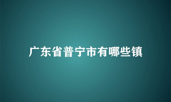 广东省普宁市有哪些镇