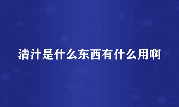 清汁是什么东西有什么用啊