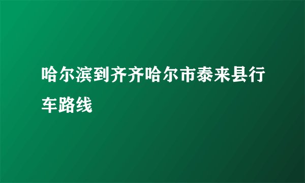 哈尔滨到齐齐哈尔市泰来县行车路线