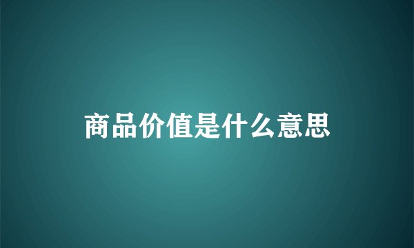 商品价值是什么意思