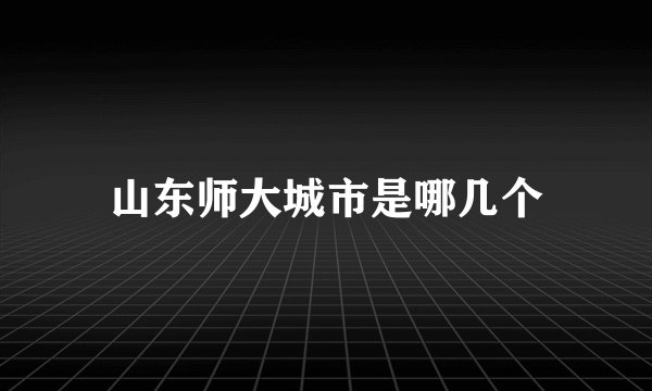 山东师大城市是哪几个
