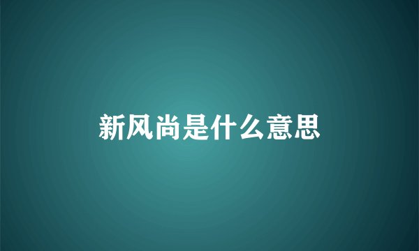 新风尚是什么意思