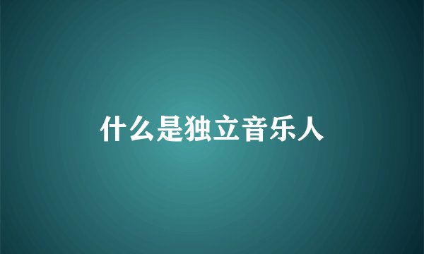 什么是独立音乐人