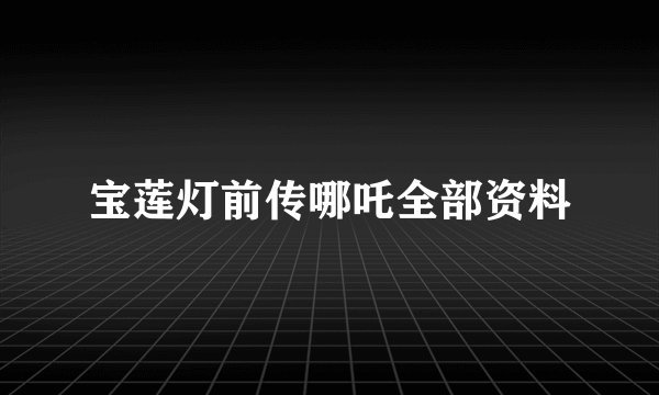 宝莲灯前传哪吒全部资料