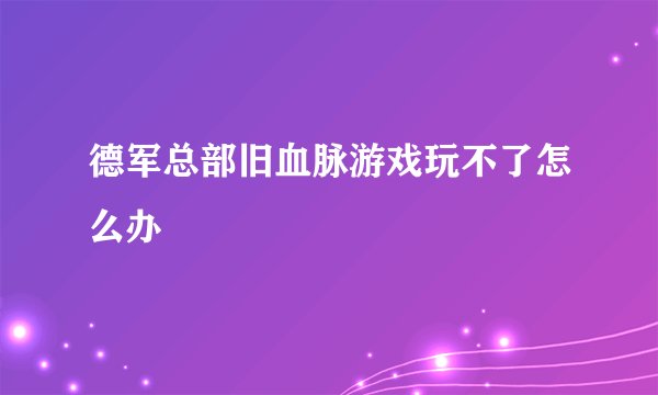 德军总部旧血脉游戏玩不了怎么办