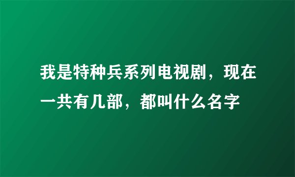 我是特种兵系列电视剧，现在一共有几部，都叫什么名字