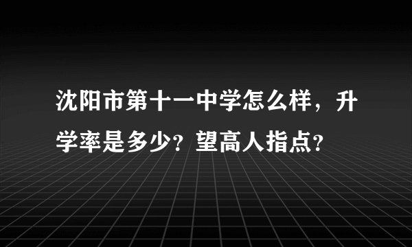 沈阳市第十一中学怎么样，升学率是多少？望高人指点？
